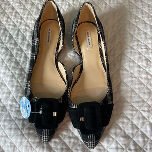 Alex Marie new with tags black and‎ white plaid flats velvet buckle, size 7.5